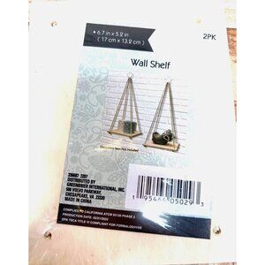 Wall Shelf Kit 2-Pack With Rope & Metal Rings 6.7x5.2 Inches Hanging Shelf